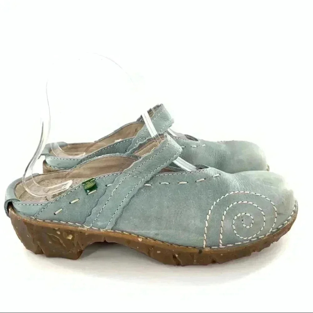 El NaturaLista flats size 36 blue leather fairycore comfort mules artisan clogs